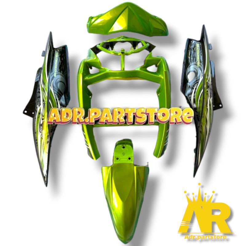 FULL BODY HALUS YAMAHA MIO SOUL WARNA HIJAU BONUS STRIPINGNYA