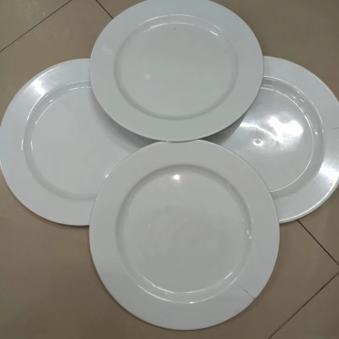 [DK] Piring plastik ceper 10 inch (lusinan) / piring catering ceper putih hijau merek silver
