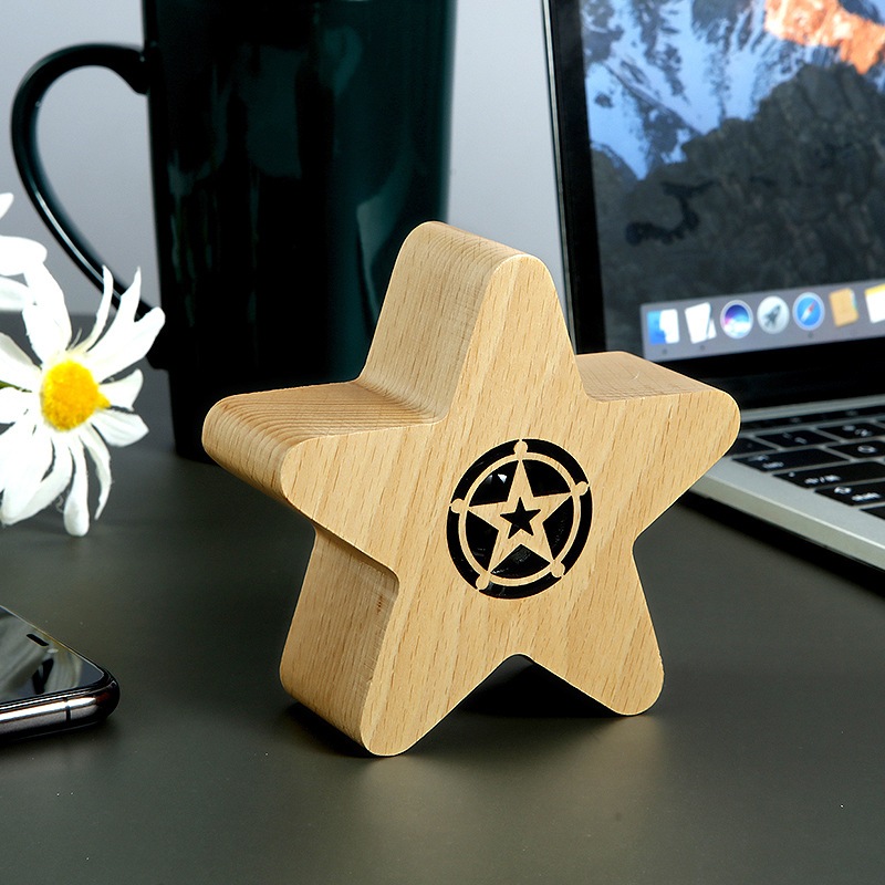 Pentagram Bluetooth speaker nirkabel mini desktop kreatif bintang audio speaker kayu Speaker aktif