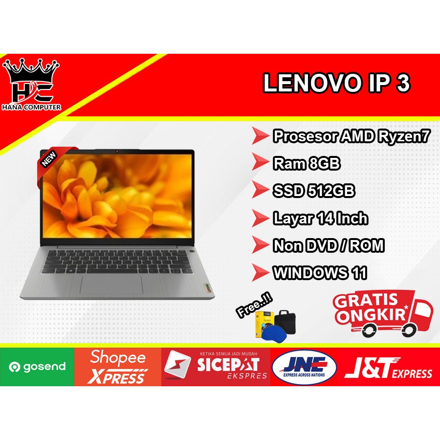 LENOVO IDEAPAD 3 AMD RYZEN 7 5700 RAM 8GB SSD 512GB WIN 11 14INCH