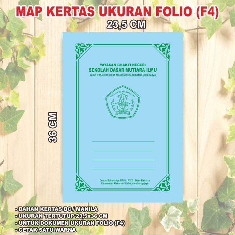 Map Custom Cetak satu warna ( kantong 3 titik)