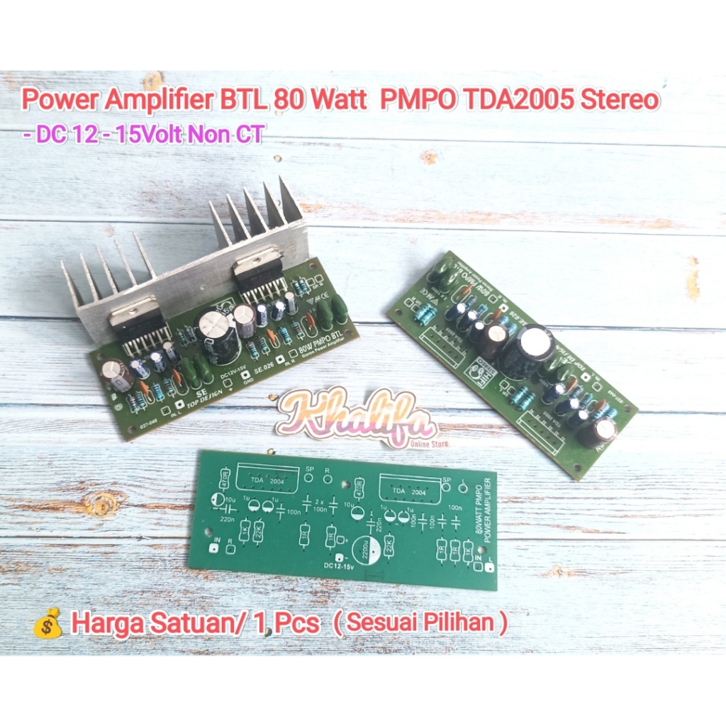 Kit Modul Driver Mini Power Amplifier BTL 80W PMPO Stereo TDA2005 DC 12 - 15V Tunggal Non CT IC Fina