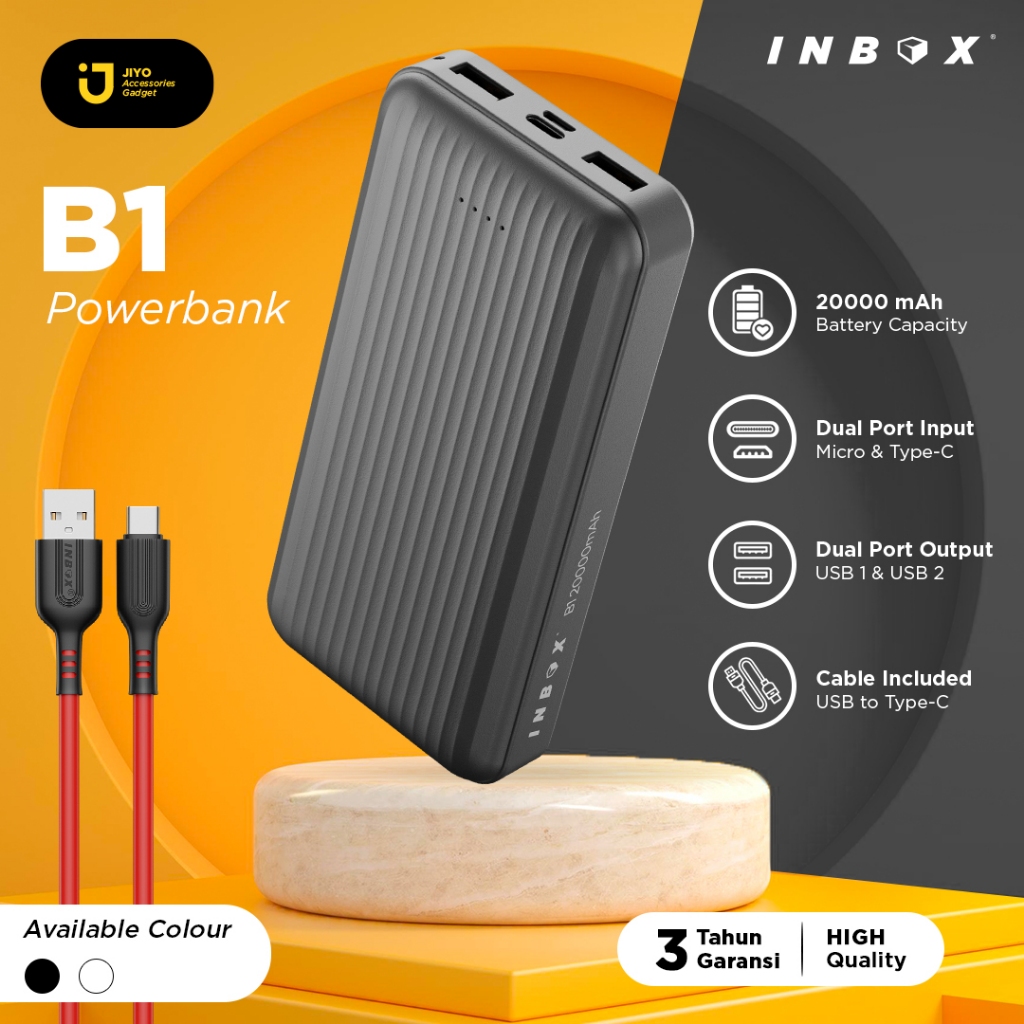 Inbox B1 Powerbank 20000mAh Dual Output USB Port Dual Input