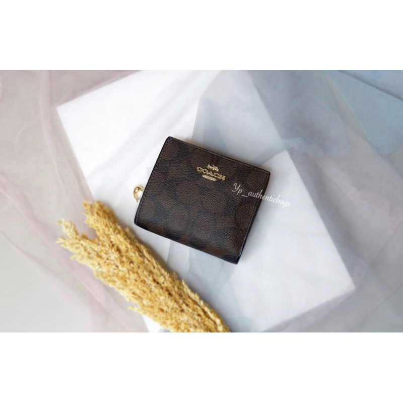 COACH BIFOLD ZIP BROWN BLACK