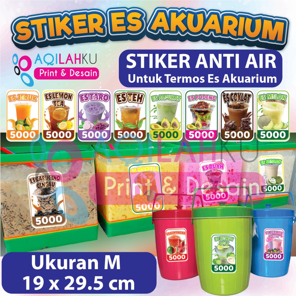 

Stiker Es Aquarium Stiker Termos ES Anti Air ukuran 19 x 29.5 cm
