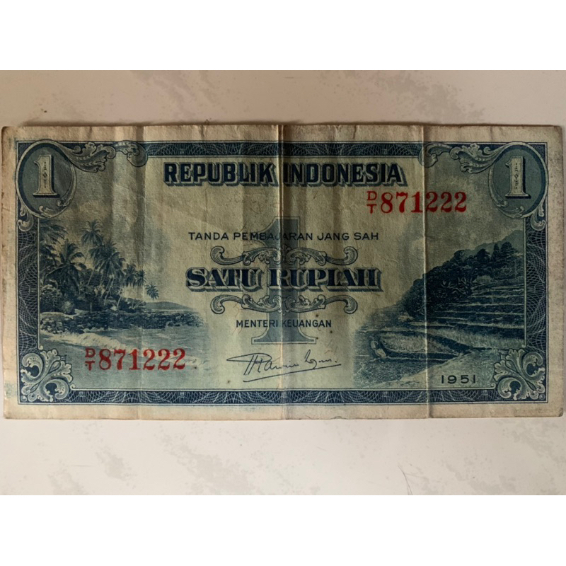 uang jadul asli satu rupiah 1 rupiah vintage 1951