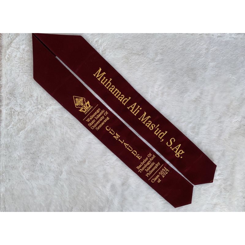Selempang Wisuda Leher Polos Plus CUMLAUDE  ( Free Logo)# B