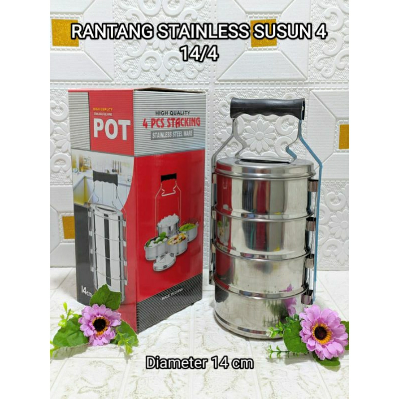 RANTANG STAINLESS TEBAL SUSUN 4 ( 14/4 ) 1 SET