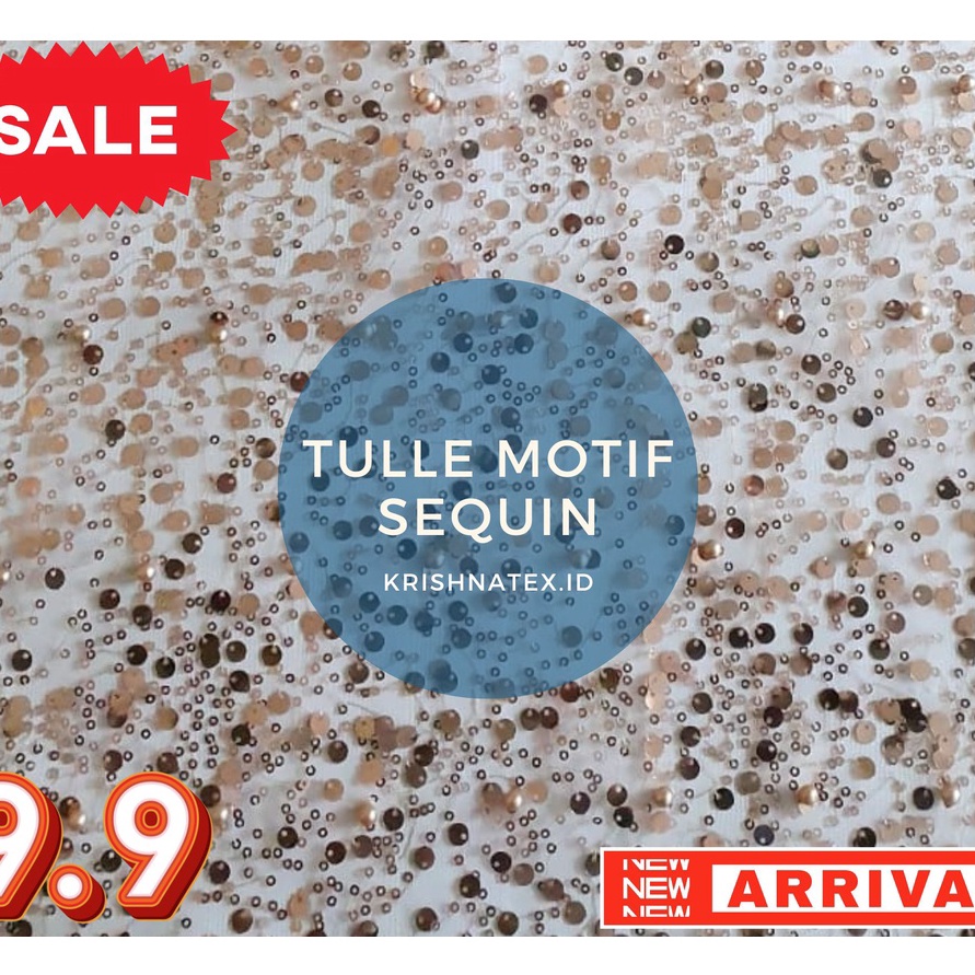 Restock Kain Bahan Brokat Tulle Tille Tile Tule Full Payet Promo Tulle Sequin Sequence 12 Warna Rose