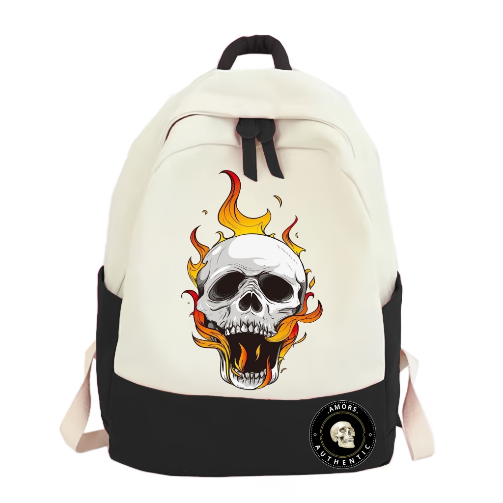 Tas Ransel Cowo/Cewe Unisex SD SMP SMA Kekinian Keren GAMBAR Kata-Kata Skena SKULL TENGKORAKAPI META