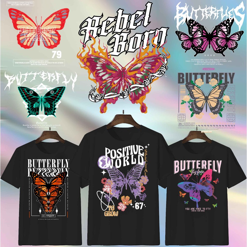 

SABLON STICKER DTF UKURAN A3 TEMA BUTTERFLY V1