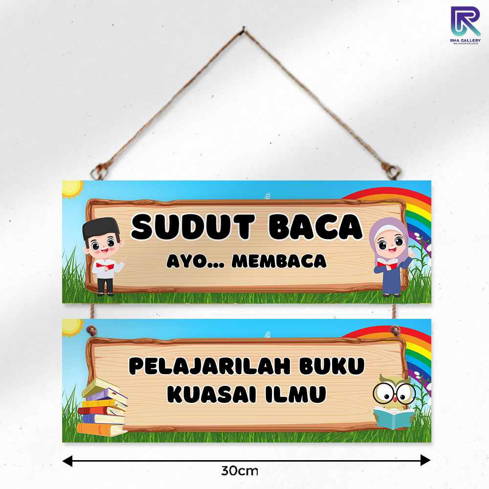 RHA GALLERY Hiasan Dinding Gantung Sudut Baca Motivasi Membaca Pajangan Pintu Sekolah Dekorasi