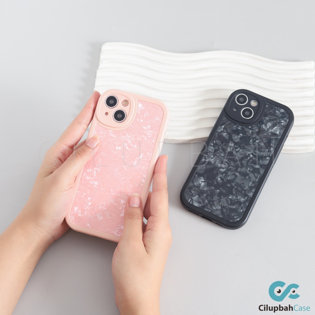 Pearl Pattern Black Pink Case for iPhone XR X XS Max 11 12 13 14 15 Plus Pro Max