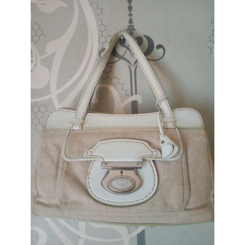 Tod's shoulder bag canvas mix leather
