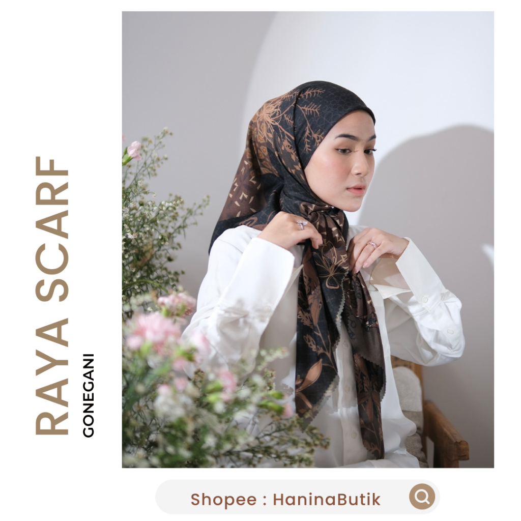 (𝗦𝗜𝗔𝗣 𝗞𝗜𝗥𝗜𝗠) RAYA SCARF by GONEGANI | HIJAB MOTIF HITAM