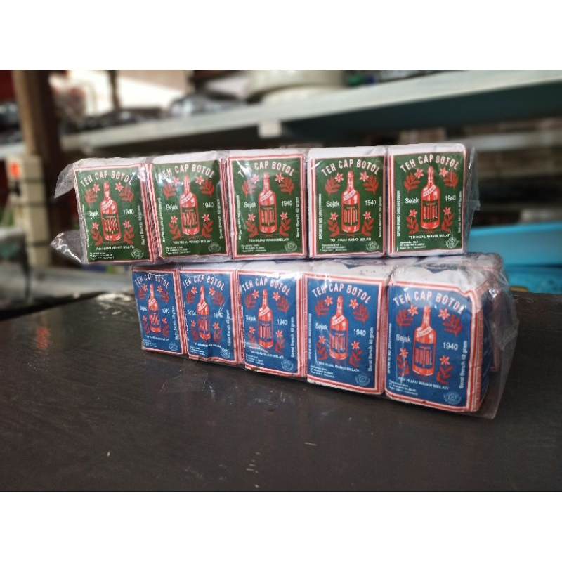 

Teh Tubruk Cap Botol 40 gr Ijo/biru (slop isi 10 bungkus)