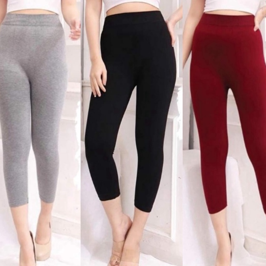 Ready Stock Legging Pendek 7per8 HW Import Polos  Fashion Wanita  Legging Import Wanita