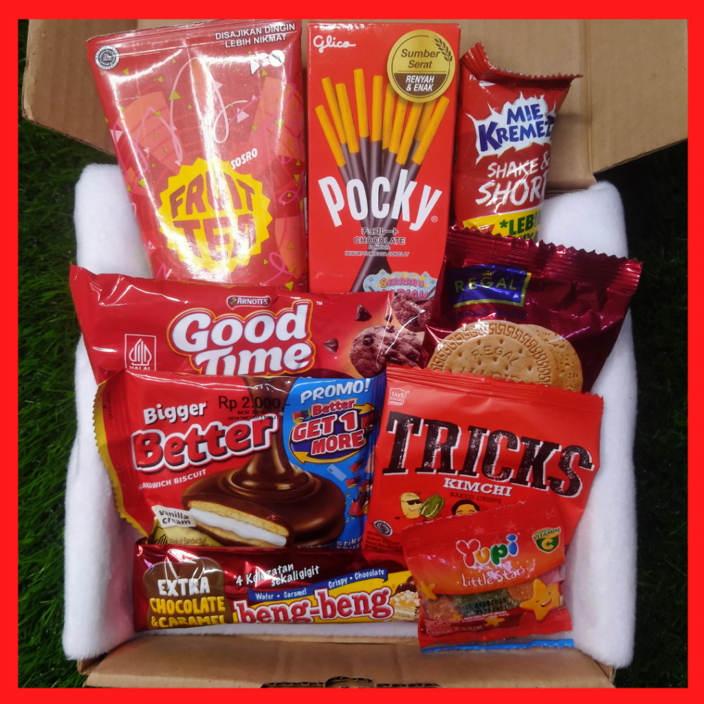 

Ready Hampers snack ulang tahun / giftbox snack / Snackbox / Kado Wisuda / Kado Sidang / kado ulang tahun