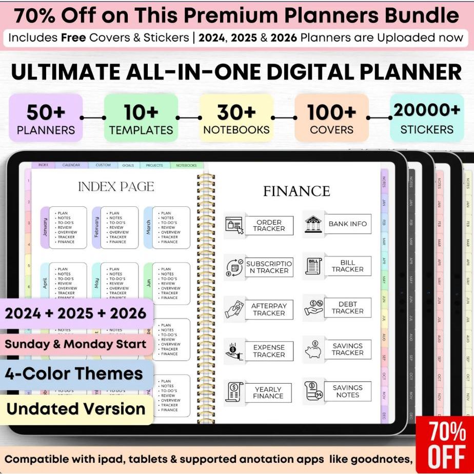 

Digital Planner 2025 2026 Undated Digital Planners | Goodnotes Planner Xodo Notability Noteshelf ,iPad Planner Android Planner 4 Themes