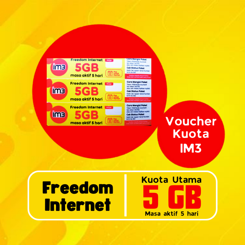 Voucher Ori Im3 Kuota 5GB 5Hari