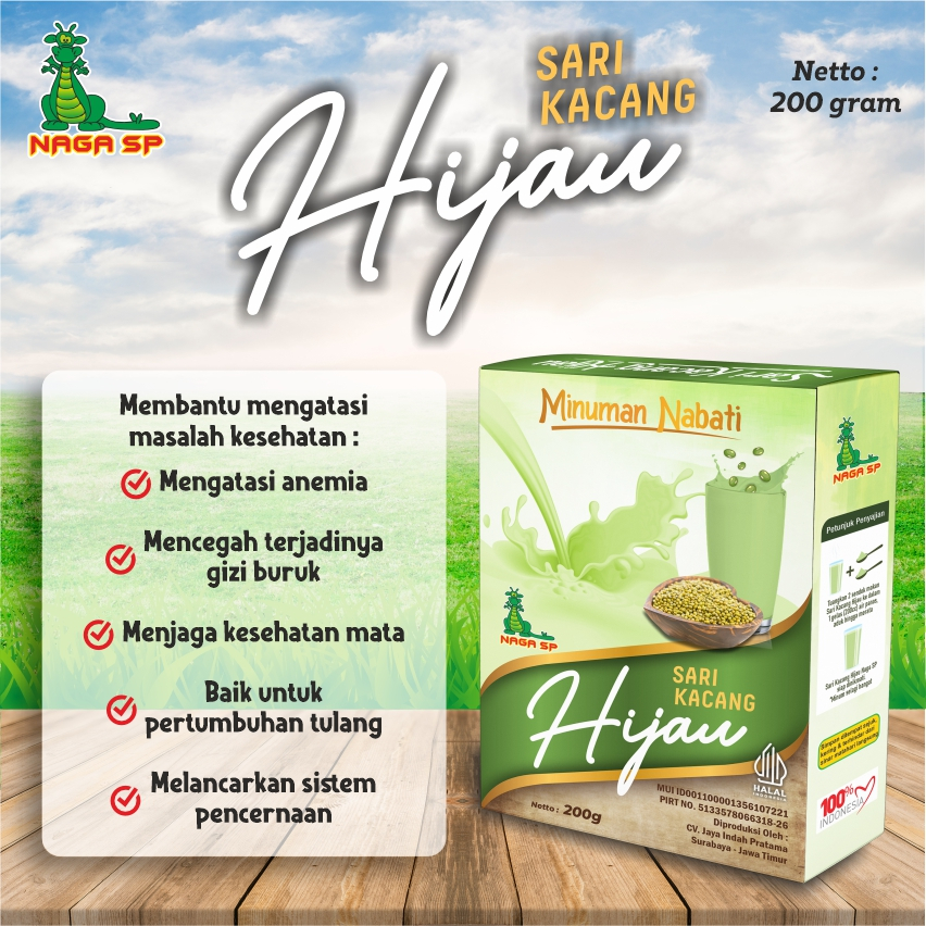 

Sari Kacang Hijau Serbuk Bubuk Instant Instan NAGA SP 200g Minuman Sari Kacang Hijau Herbal Premium Asli Murni 100% Original Organik Organic Termurah Murah Kaya akan Serat Vitamin Mineral Kesehatan Sehat Herbal