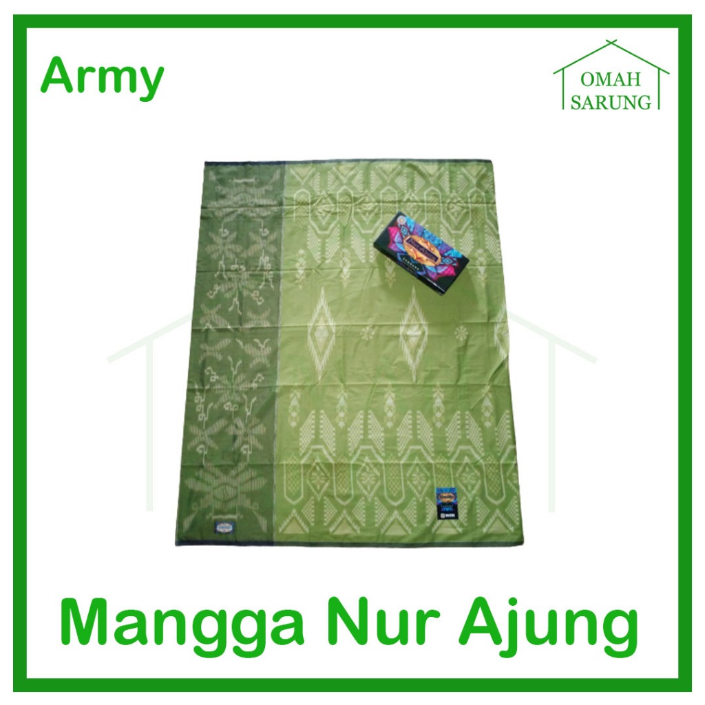 Sarung Tenun Mangga Nur Ajung Kembang Warna Army Original Premium OMAH SARUNG
