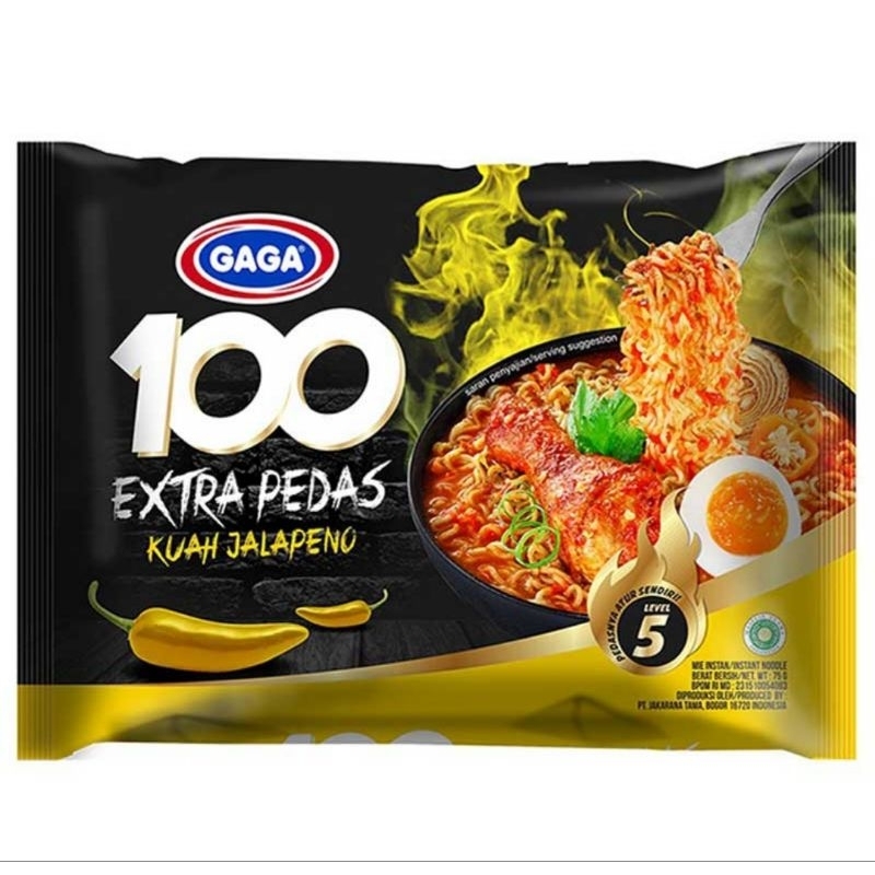 

Gaga 100 Mie Instan Extra Pedas Kuah Rasa Jalapeno isi 75 gram