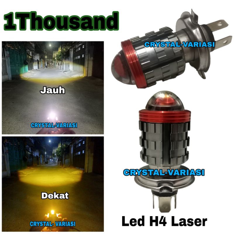 1Thousand Lampu utama LED H4 Laser projector premium hight low 32watt 8-85volt AC DC/Lampu depan LED