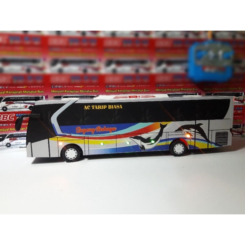 Miniatur bus RC Sugeng Rahayu jadul ( Remote Control ) DETIL RAPIH FULL TELOLET FULL STROBO FULL LED