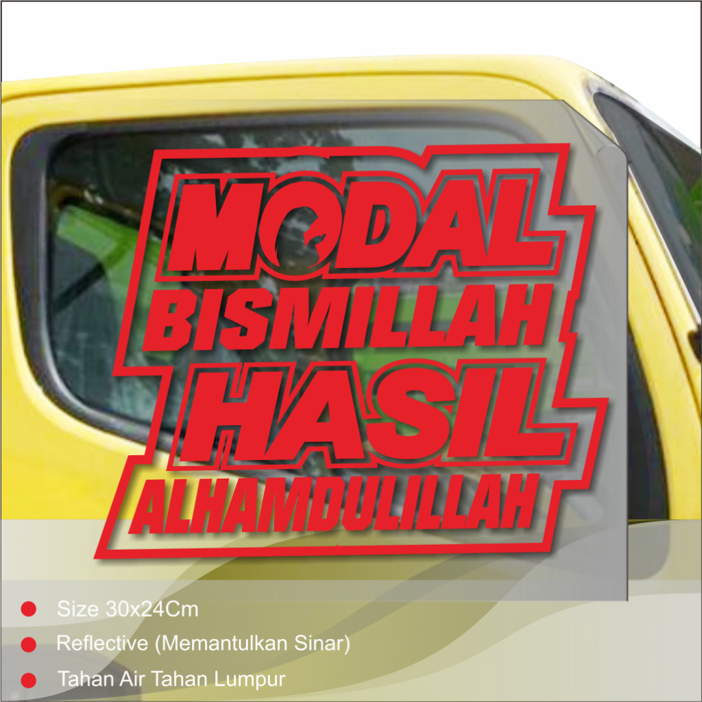 Stiker Modal Bismillah hasil Alhamdulillah untuk variasi kaca Mobil Universal