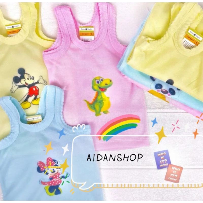 12 pcs singlet anak cewek cowok SIZE S M L XL // kaos dalam anak singlet usia 0-6 tahun // singlet a