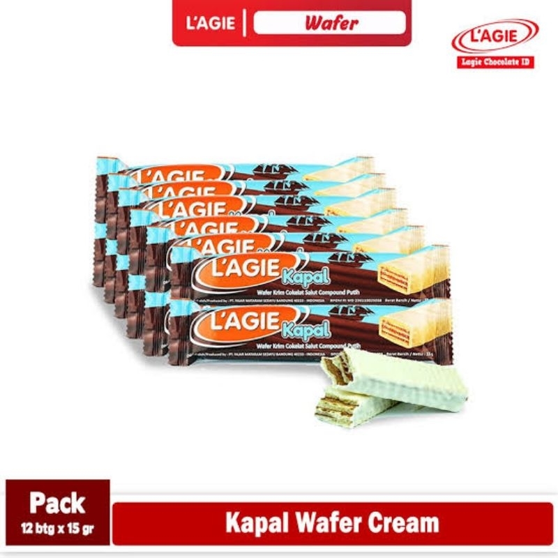 

L'agie Coklat Kapal Wafer Krim Salut Coklat Putih 1 pack isi 12 pcs @15 gr