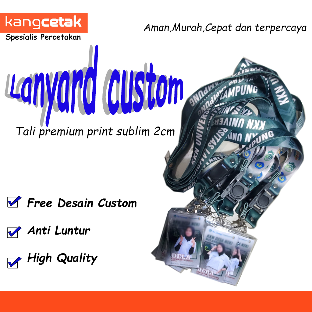 

[K002] 1 set Lanyard custom desain cetak tali premium print sublim 2cm cetak 2 muka / tali id card printing dua cm cetak dua muka / nametag