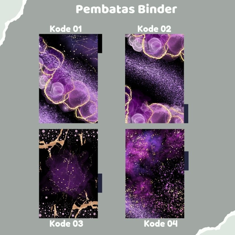 

Pembatas Binder motif glitter purple A5
