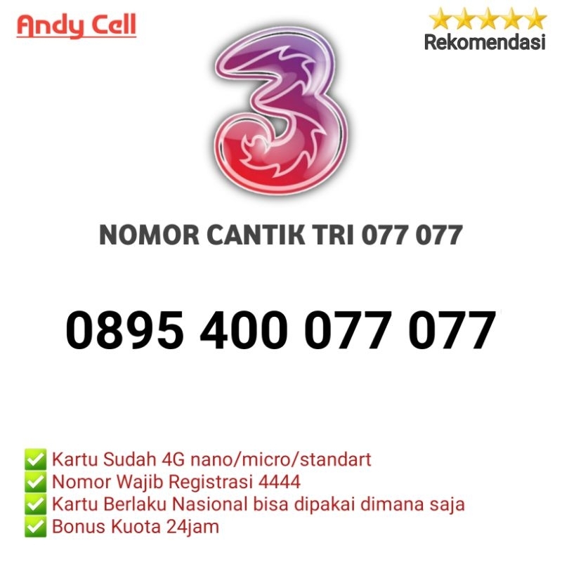 nomor cantik tri seri 077 077/nomor cantik tri hoki 077 077