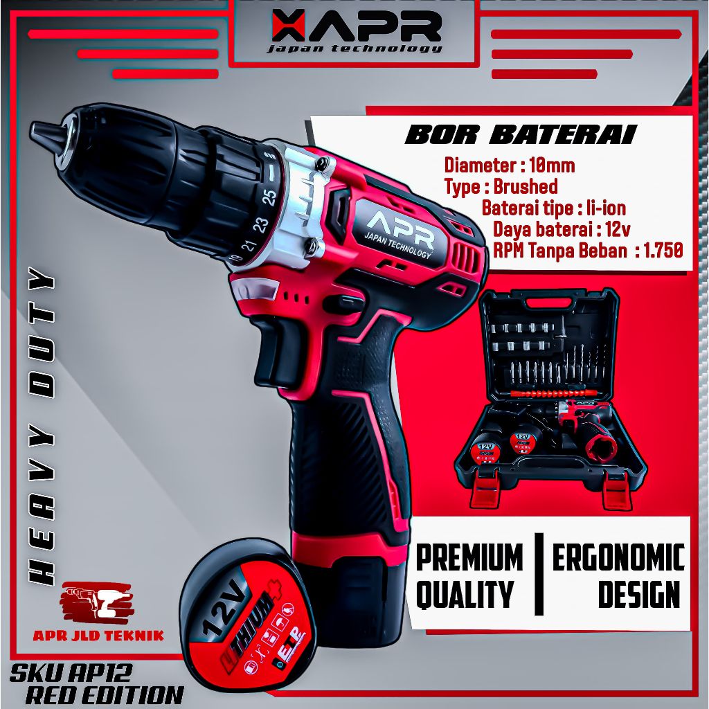 Bor Cordless 12v APR Japan Fullset