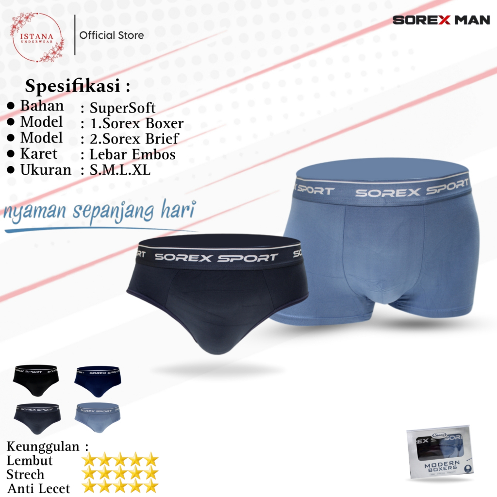 CD sorex pria dewasa | celana dalam sorex Laki | super soft cd brief dan boxer sorex