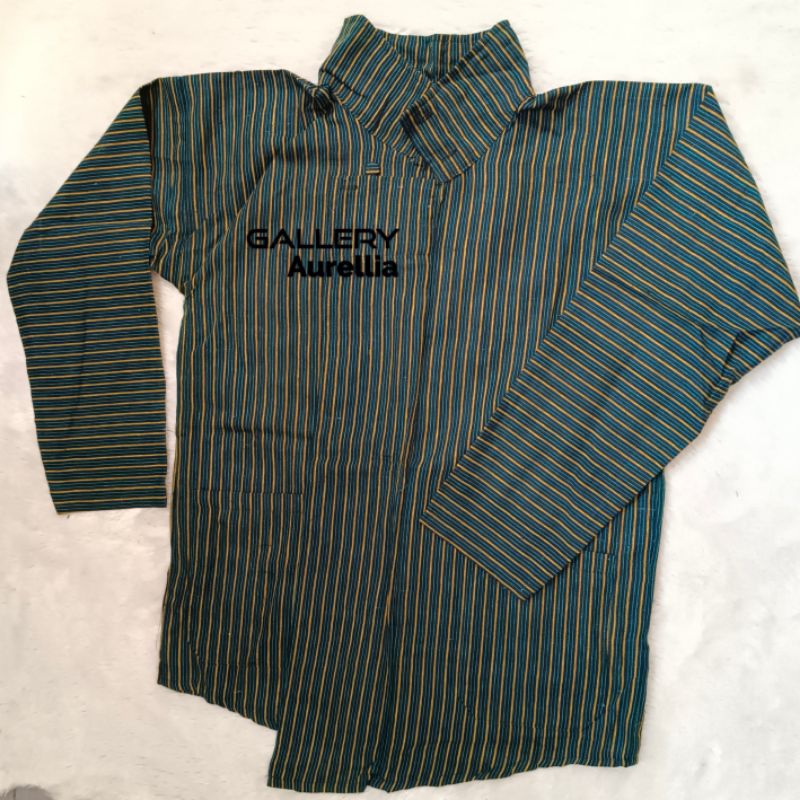 Surjan Lurik Warna Hijau Pria Dewasa /Pakaian Adat Jawa / Baju Tradisional