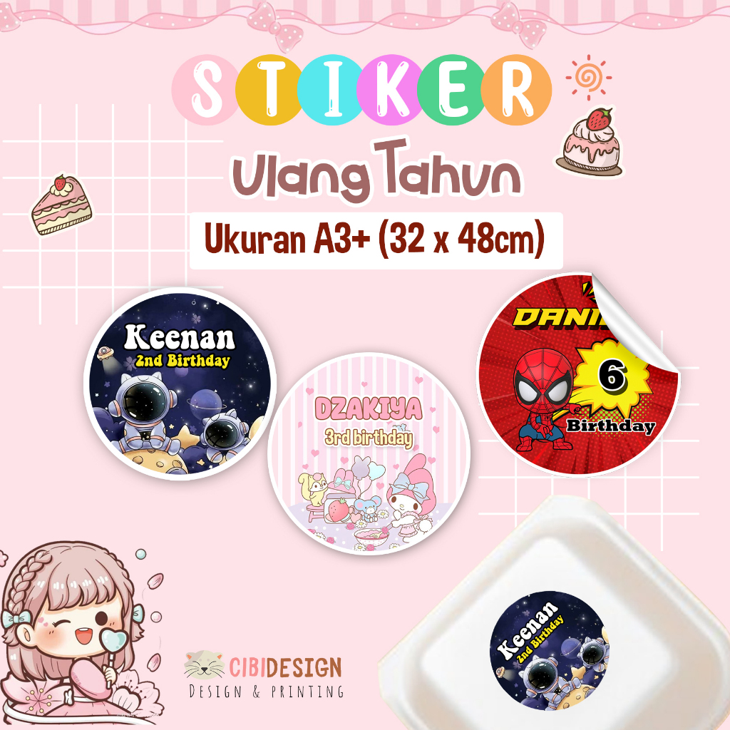 

Stiker | Sticker Ulang Tahun Custom Bulat | Stiker Chromo Nasi Box Bento Ukuran A3+