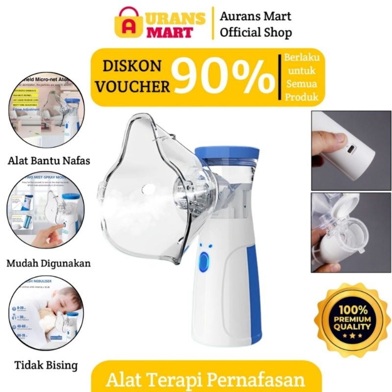 NEBULIZER MESH MINI INHALER PORTABLE ELECTRIC CHARGER DAN BATERAI TERAPI PERNAPASAN NEBULIZER MESH K