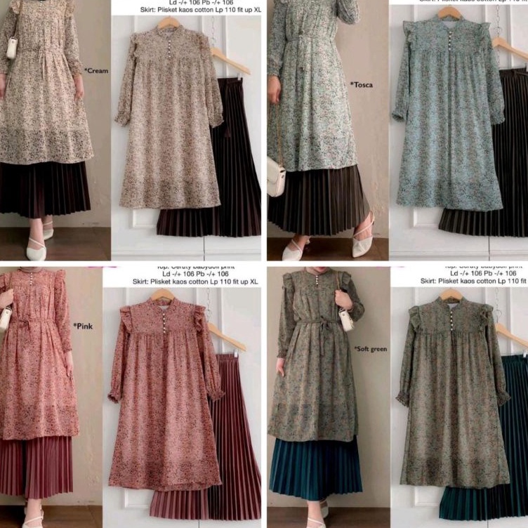 Sale codeBbB5 M L XL XXL SETELAN TUNIK CERUTY BABYDOLL JUMBOTUNIK CERUTY JUMBOROK JUMBOJOVITA SETSET