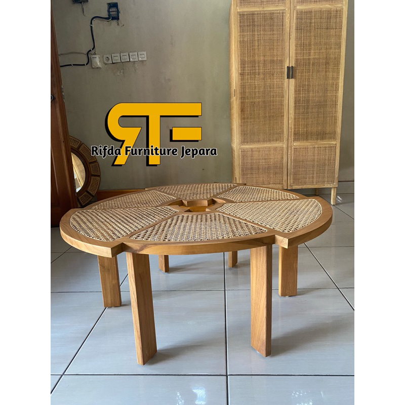 REAL PICT  Kursi Rotan Bulat Segi 6 Terbaru / Kursi Taman Jati Rotan Bulat