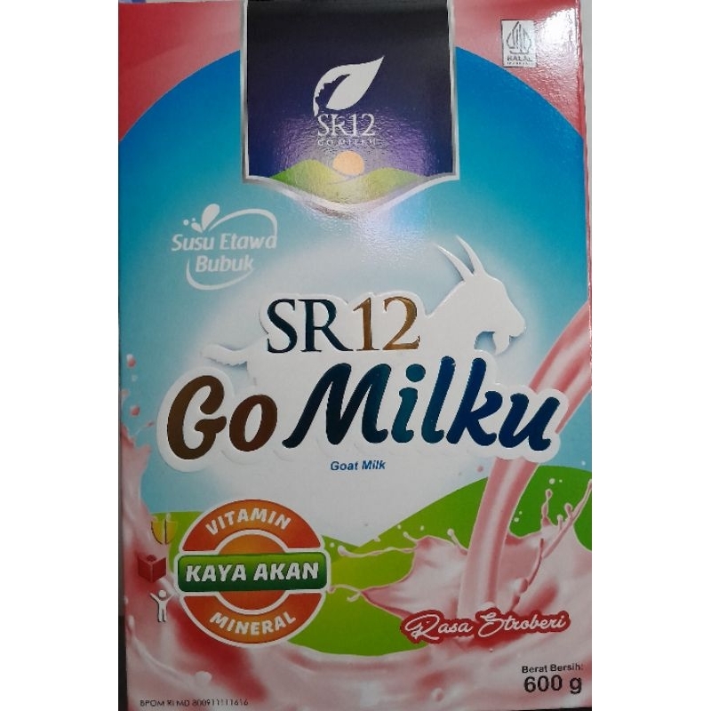 

600 gram Susu Kambing Etawa SR 12 GoMilku rasa stroberi - SR12 Go Milku 600gr rasa strawberry susu bubuk etawa , daun kelor , ekstrak ikan gabus dan madu