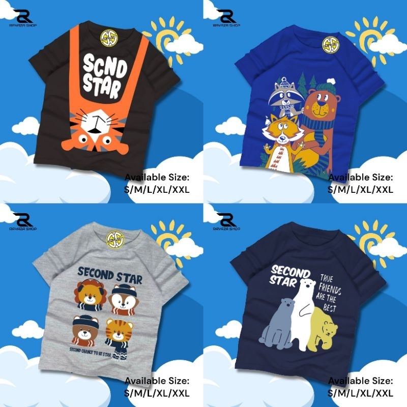 KAOS ANAK COWOK SECOND STAR PREMIUM USIA 1-12 TAHUN / KAOS DISTRO ANAK COWOK