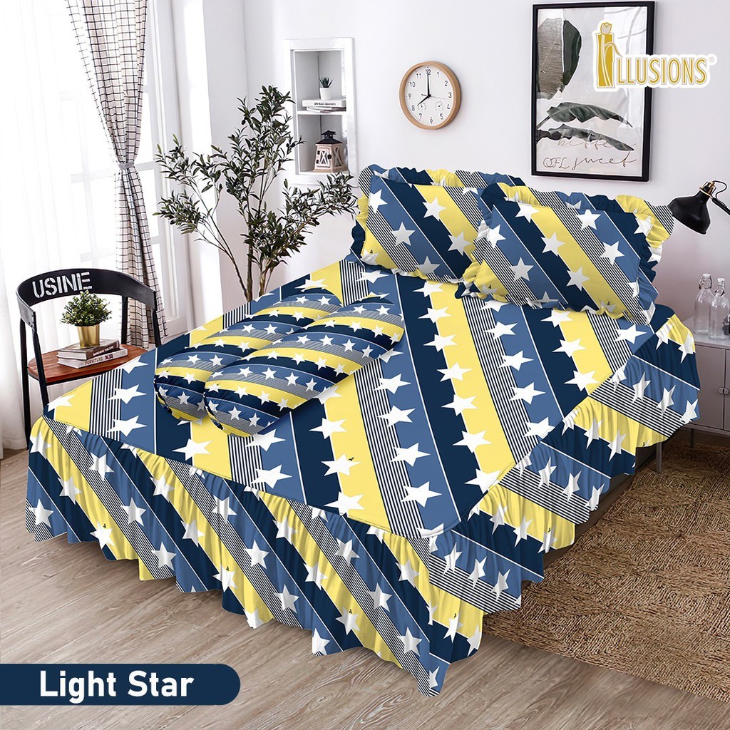 Sprei RUMBAI King (180x200) Sprei ILLUSIONS Terlarisss motif light star