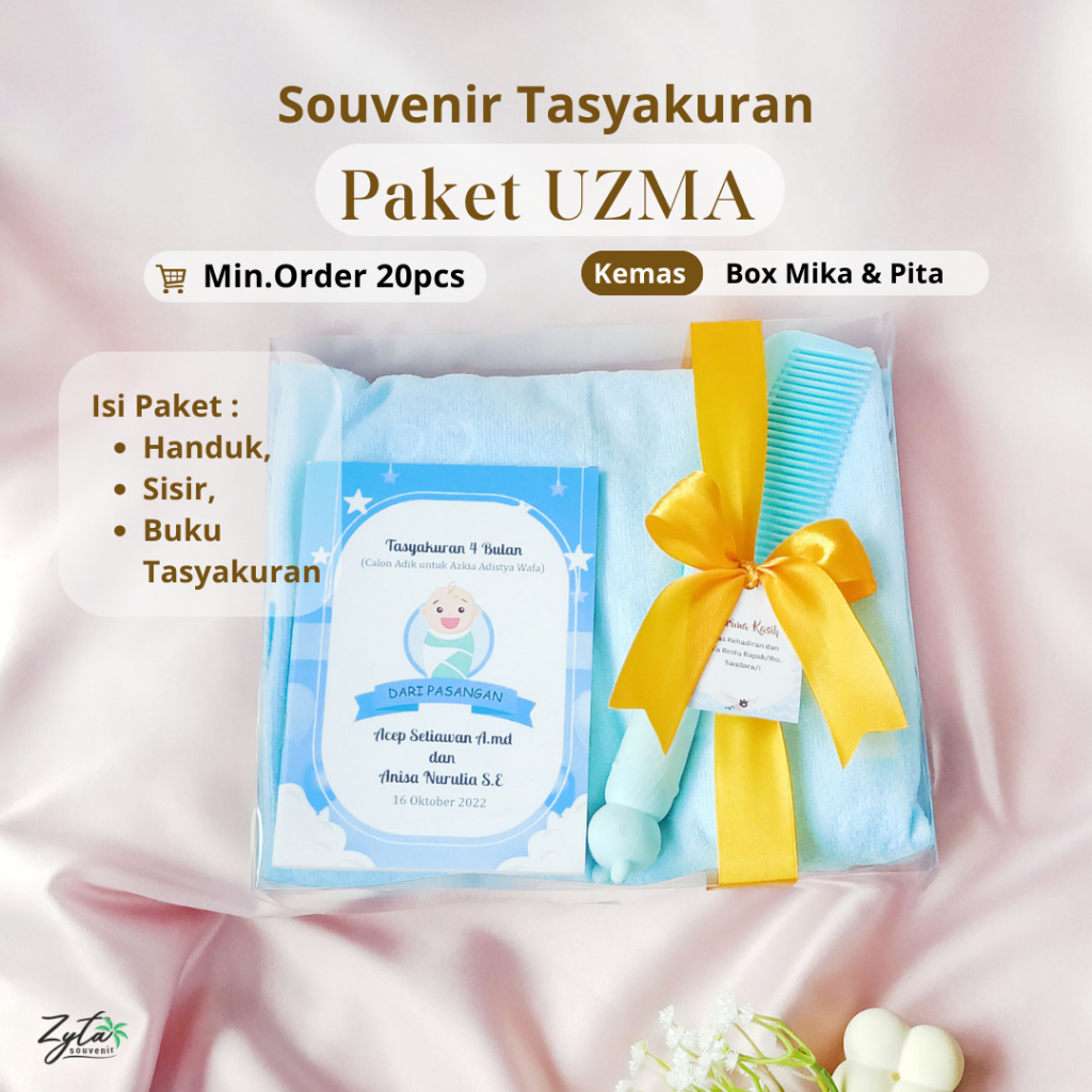 Souvenir Tasyakuran Handuk Sisir Kemas Box Mika | Tasyakuran Aqiqah Kehamilan 4/7 Bulan