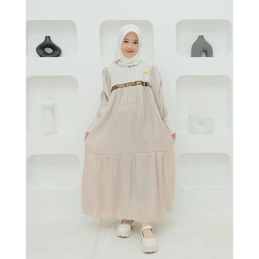 Aretha Terbaru Nanda Dress Kids korean Style / Dress Anak Kondangan Bahan Shimmer / Gamis Lebaran An