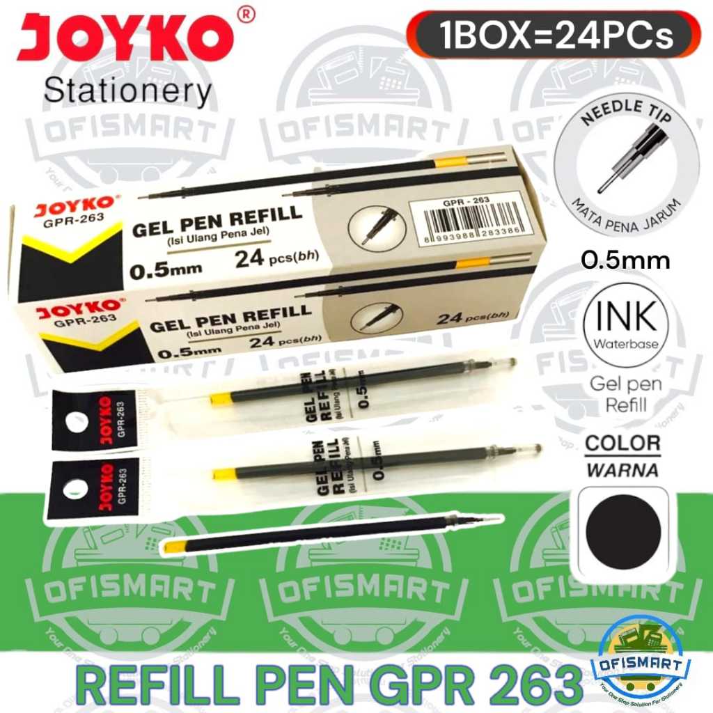 

Joyko Gel Pen 0.5mm Refill Isi Ulang GPR - 263 | @1Ktk=24PCs
