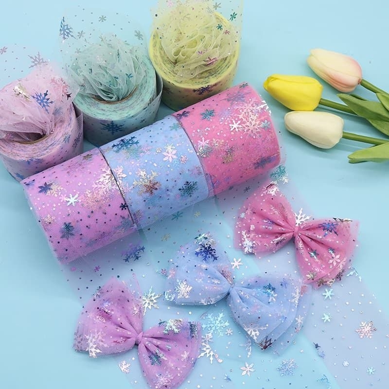 

pita tulle hologram snowflake per yard