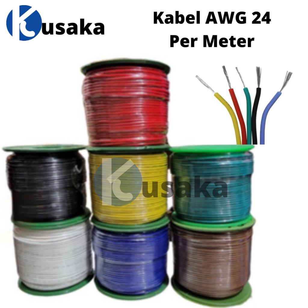 Kabel AWG 24 Serabut Tembaga Lapis Perak Kelistrikan 300 Volt Per Meter
